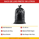 Saco de Lixo Preto 100L Reforcado Beneficios Alta Resistencia PEAD - Ignis Atacadista