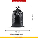 Saco de Lixo Preto 100L Reforcado Medidas 75x90cm Suporta 30kg - Ignis Atacadista