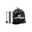 Saco de Lixo Preto 40Lt 60x60cm  C/ 100 Unidades - Suporta 10kg
