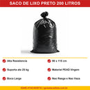 Saco de Lixo Preto 200L Boca Larga Beneficios Alta Resistencia Material PEAD - Ignis Atacadista