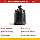 Saco de Lixo Preto 240L Extra Reforcado Beneficios Alta Resistencia PEAD - Ignis Atacadista