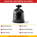 Saco de Lixo Preto 40L Beneficios Alta Resistencia Material PEAD - Ignis Atacadista