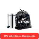 Kit 100 Sacos de Lixo Preto 40L Reforcados 60x60cm Resina Premium - Ignis